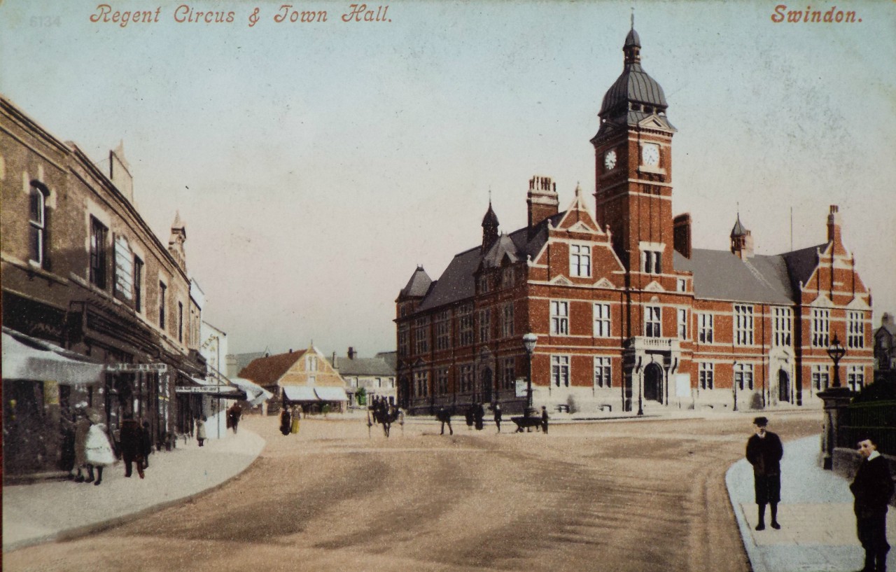 Print - Regent Circus & Town Hall. Swindon.